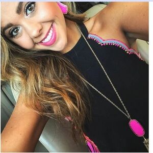 Kendra Scott Womens Rayne Necklace Magenta Gold, New with tags and pouch